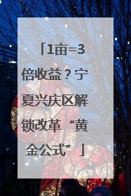 1亩=3倍收益？宁夏兴庆区解锁改革“黄金公式”
